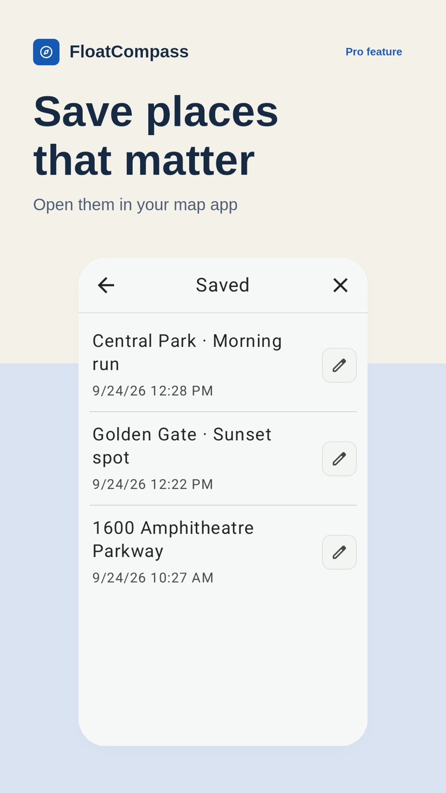Pro saved places list