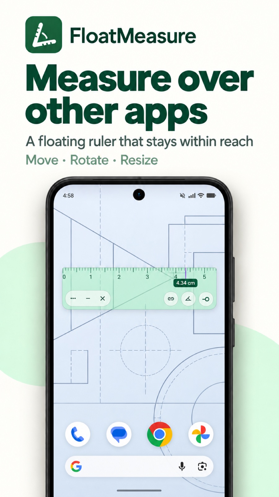 Floating ruler over other apps